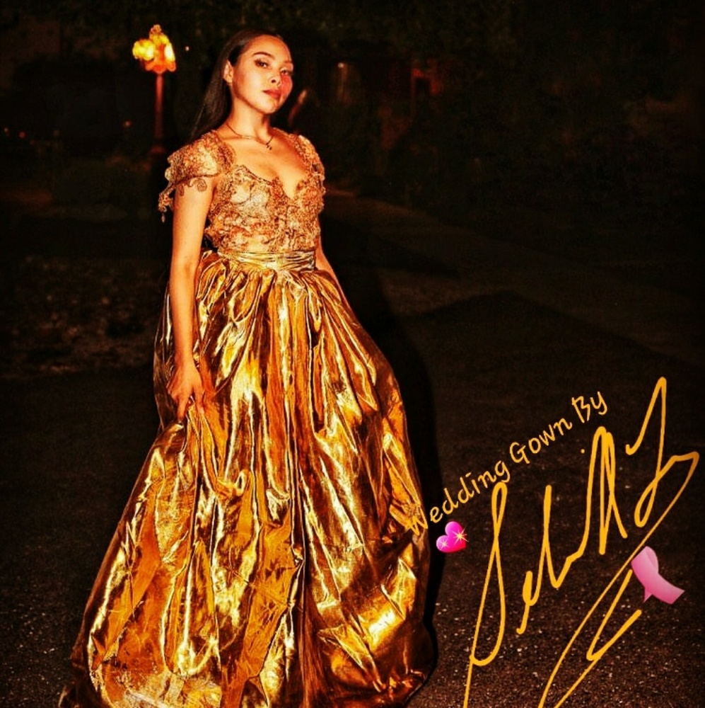 SAMPLE GOWN ONLY - THALIA Gold Lace & Lame' Wedding Ball Gown Set